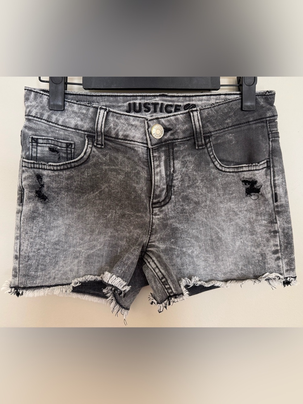 Justice Girls Acid Wash Denim Shorts - Size 12